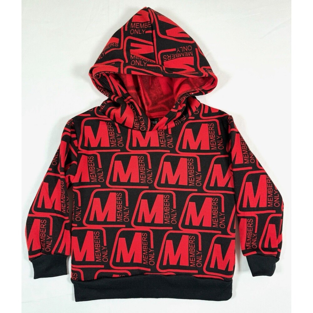 MEMBERS ONLY Toddler Boys Graphic Hoodie 2T Red‎ Black Streetwear
